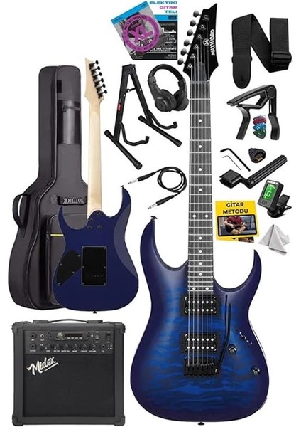 GRADE-25AMP Blue Rosewood Yüksek Kalite 25W Amfili Elektro Gitar fiyatları