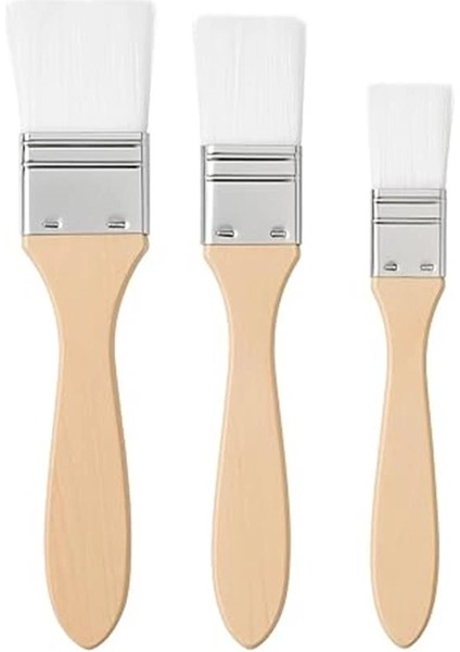 Tuval Duvar Geniş Alan 3lü Zemin Fırçası Beyaz Kıl Fırça Ahşap Sap indirimleri