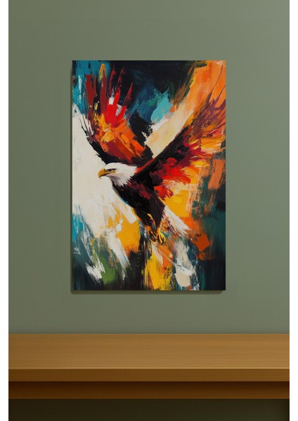 Kartal Figürlü Soyut Yağlı Boya Efektli Kanvas Tablo %100 Pamuk Dokulu Tablo fiyatları