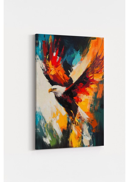Kartal Figürlü Soyut Yağlı Boya Efektli Kanvas Tablo %100 Pamuk Dokulu Tablo modelleri