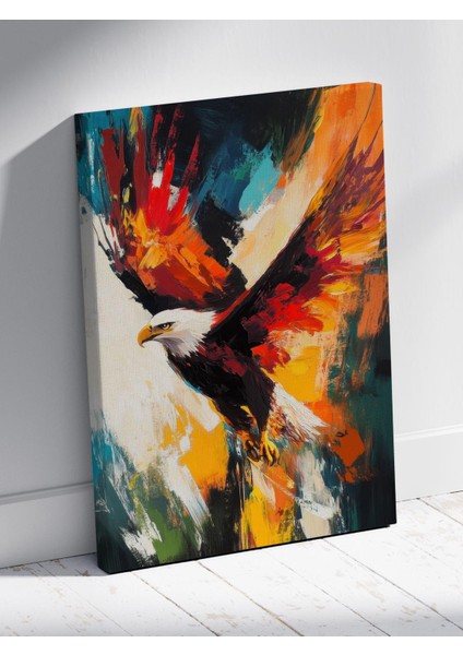 Kartal Figürlü Soyut Yağlı Boya Efektli Kanvas Tablo %100 Pamuk Dokulu Tablo fırsatları