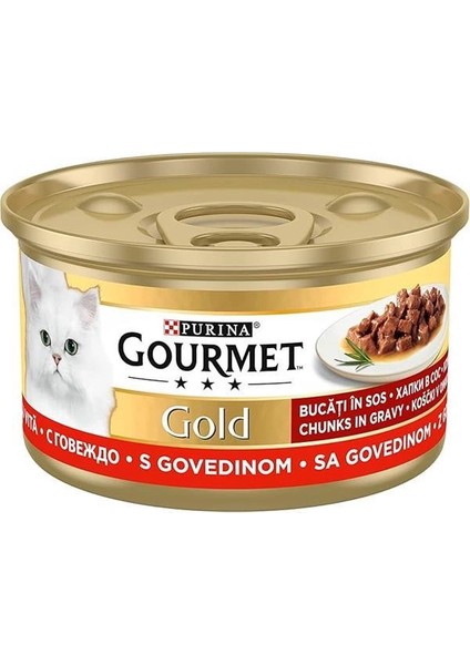 Gold Parça Etli Sığır Etli Yaş Kedi Maması (24 x 85 Gr) fiyatları