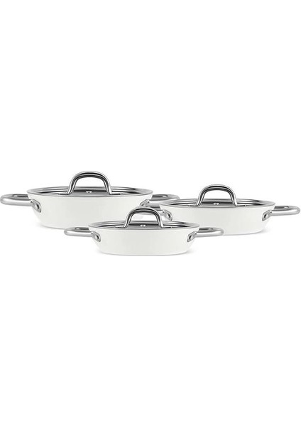 x Refika Birgül Swiss Crystal Creamy Metal 6 Parça Sahan Set Krem