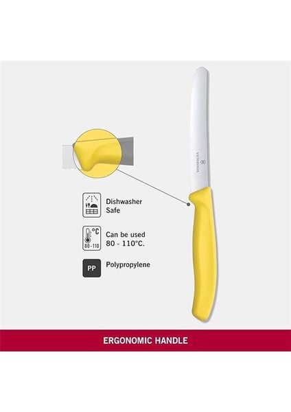 Vt 6.7836.L118 Swiss Classic Sarı Tırtıklı Domates Sosis Bıçağı 11 cm modelleri