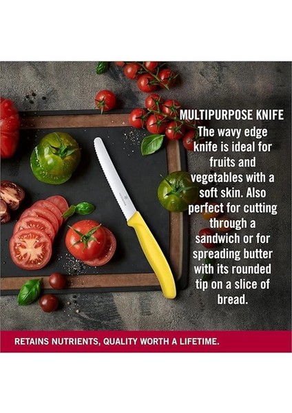 Vt 6.7836.L118 Swiss Classic Sarı Tırtıklı Domates Sosis Bıçağı 11 cm fırsatları