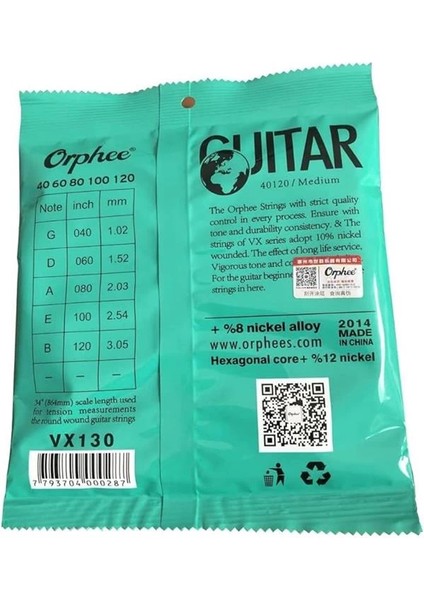 Orphee VX130 Bas Gitar Teli 5 Telli 40-60-80-100-120 Hexagonal Core Steel Nickel Alloy fiyatları