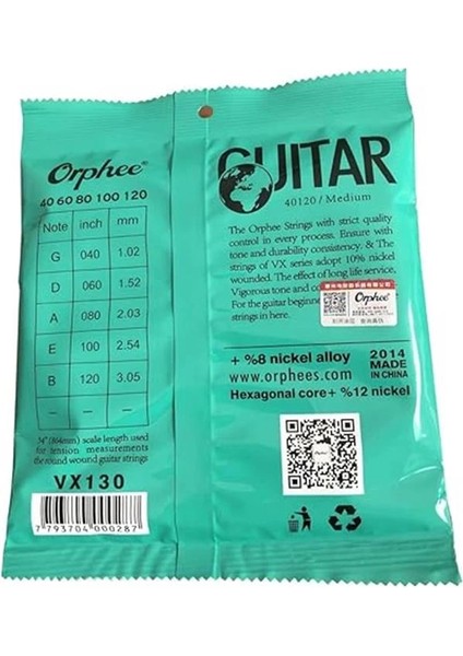 Orphee VX130 Bas Gitar Teli 5 Telli 40-60-80-100-120 Hexagonal Core Steel Nickel Alloy indirimleri