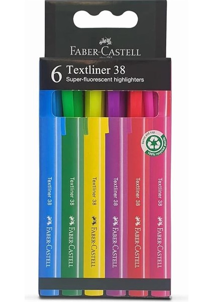 Faber-Castell Fosforlu Kalem 38 Neon Renkler 6'lı