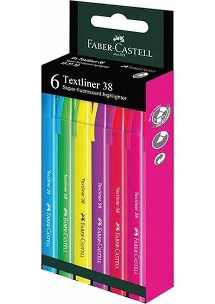 Faber-Castell Fosforlu Kalem 38 Neon Renkler 6'lı fiyatları