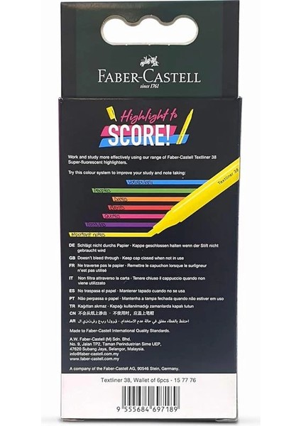 Faber-Castell Fosforlu Kalem 38 Neon Renkler 6'lı modelleri