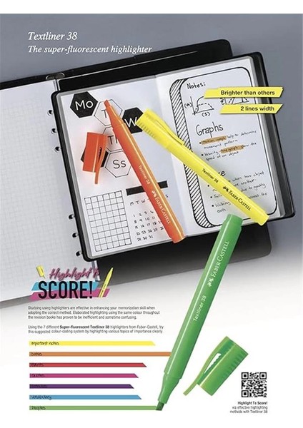 Faber-Castell Fosforlu Kalem 38 Neon Renkler 6'lı