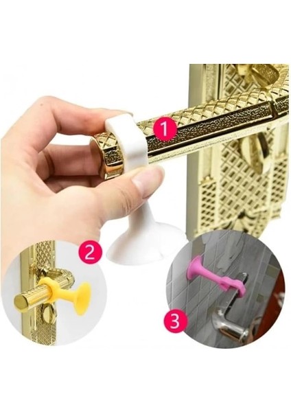 Vantuzlu Geçmeli Kapı Kolu Stoper, 4'lü Set, Darbe Önleyici ve Kolay Montaj, Dayanıklı ve modelleri