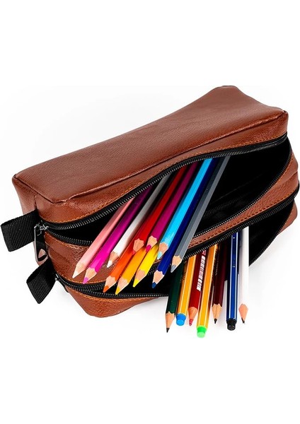 Gözde Proje Suni Deri Çift Gözlü Kalem Kutusu - Makyaj Çantası fiyatları