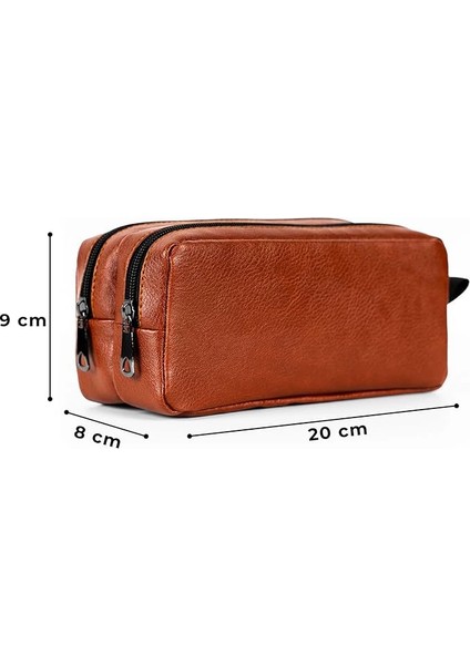 Gözde Proje Suni Deri Çift Gözlü Kalem Kutusu - Makyaj Çantası