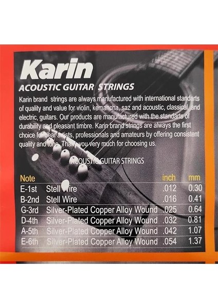 K206 - Akustik Gitar Teli (Takım Tel) Karin K-206 fiyatları