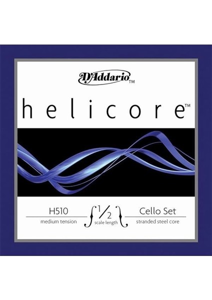 D'addario H510-1/2M Helicore Cello Tel Seti, Çoklu Bükülmüş Çelik Çekirdek 1/2 Orta