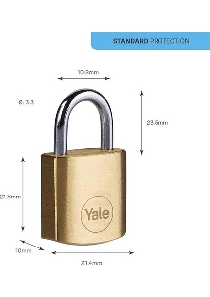 Y110B/20/111/2 - 20MM Pirinç Asma Kilit 2'li Set - Standart Koruma - Çelik Halka - 3 Anahtar fırsatları