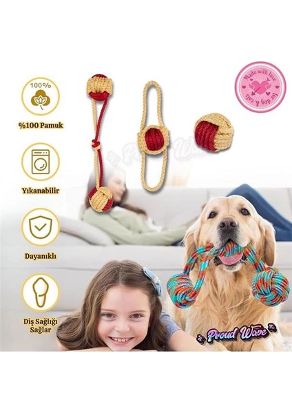 Köpek Oyuncağı Fanatik Üçlü Set Diş Ipi Diş Sağlığı Köpek Topu Sarı Kırmızı Orta Iri Irk fırsatları