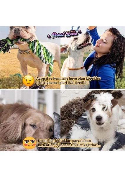 Köpek Oyuncağı Fanatik Üçlü Set Diş Ipi Diş Sağlığı Köpek Topu Sarı Kırmızı Orta Iri Irk indirimleri