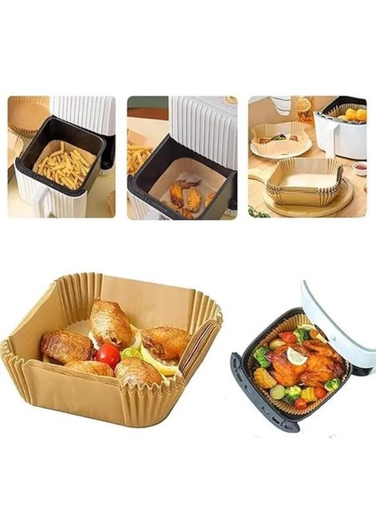 Airfryer Pişirme Kağıdı, Fritöz Yağlı Kağıdı, Yanmaz Kağıt 50 Adet Sıcak Hava Fritözleri fırsatları