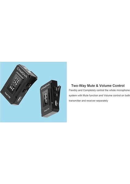 Vokal x V1 Ultra Kompakt 2,4 Ghz Çift Kanallı Kablosuz Telsiz Mikrofon Seti