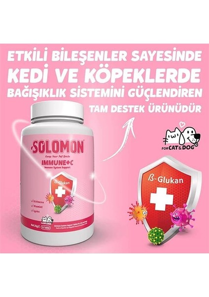 Immune+C Kedi ve Köpekler Için Bağışıklık Sistemini Destekleyici Tablet