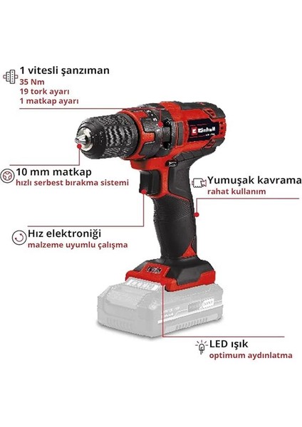 Akülü Vidalama Tc-Cd 18/35 Li-Solo Power X-Change (Li-Ion, 18 V, 550 Dak.-1, 35 Nm, 10 mm modelleri