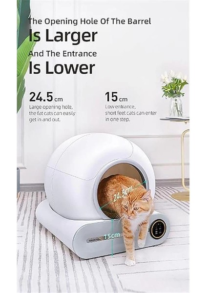 BF01 Akıllı Otomatik Kedi Tuvaleti, Uzaktan Kontrol, 65LT Hazne, 9lt Çöp Haznesi-Uv Kötü