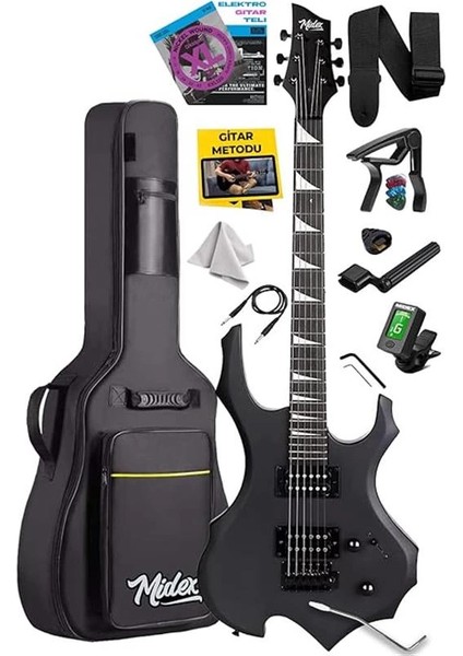 Force Masif Ağaç Üst Seviye Elektro Gitar H-H Profesyonel Full Set Aksesuarlı