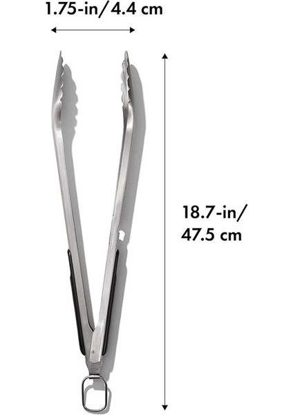 Good Grips Paslanmaz Çelik Uzun Barbekü Maşası, Dahili Şişe Açacaklı 47,5 cm - Sosis, Sebze ve fiyatları