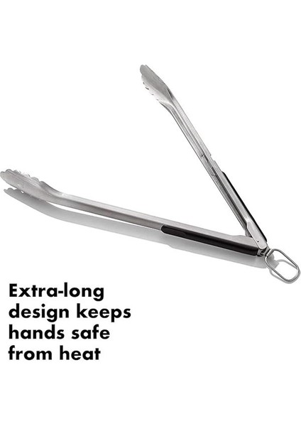 Good Grips Paslanmaz Çelik Uzun Barbekü Maşası, Dahili Şişe Açacaklı 47,5 cm - Sosis, Sebze ve fırsatları