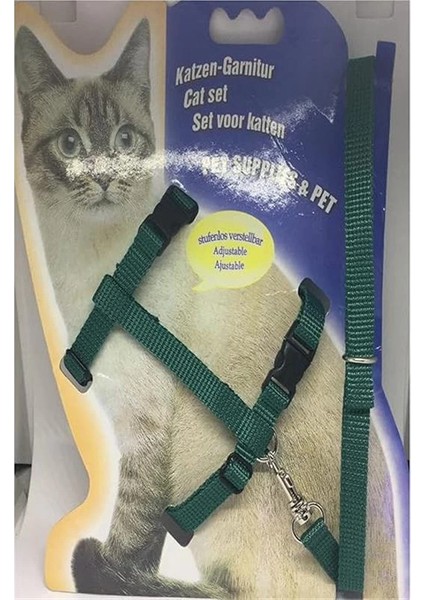 Kedi Göğüs Tasması ve Gezdirme Seti No: 111 Yeşil