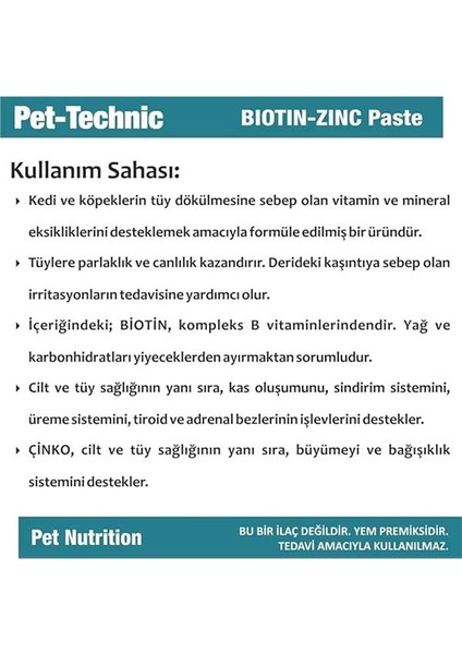 Pet-Technic Biotin Zinc Paste – Kedi ve Köpekler Için Deri ve Tüy Bakımını Destekleyen Biotin &