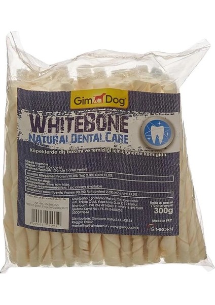 Mordimi Köpekler Için Burgu Çubuk Kemik, Ağız Sağlığı, Beyaz, 50'li, 300 gr