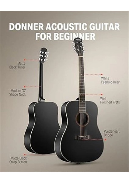 Dag-1cb Dreadnought Akustik Gitar Seti (Siyah)