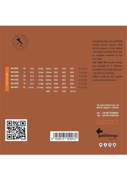 Gallistrings RA1047 Extra Lıght Akustik Gitar Teli indirimleri