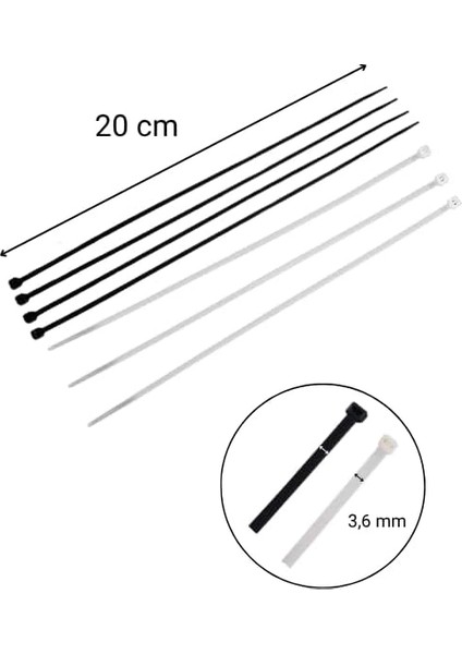 Zenith 3,6X200 Siyah Kablo Bağı & Plastik Kelepçe & Cırt Kelepçe 100 Adet (Paket) fiyatları