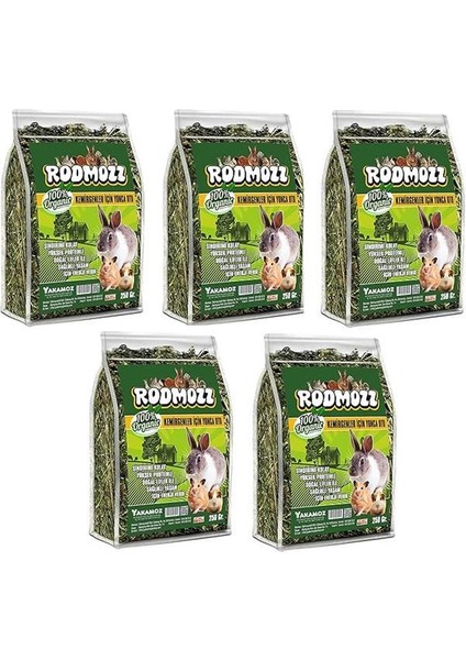 Rodmozz Orijinal Gerçek Yonca Kemirgen Otu 250 gr x 5 Adet Kilitli Paket