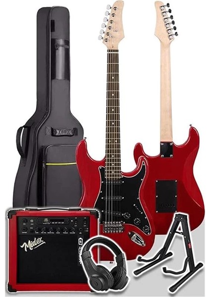 RPH30RD-25AMP Red Elektro Gitar Seti 25 Watt Gain'li Şarjlı Amfi ve Full Set fiyatları