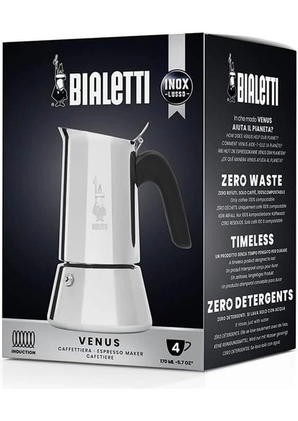 - Venus: 4 Cups Ocak Üstü Espresso Pişirici - 170ML - Gümüş Renk - Paslanmaz Çelik Gövde - fiyatları