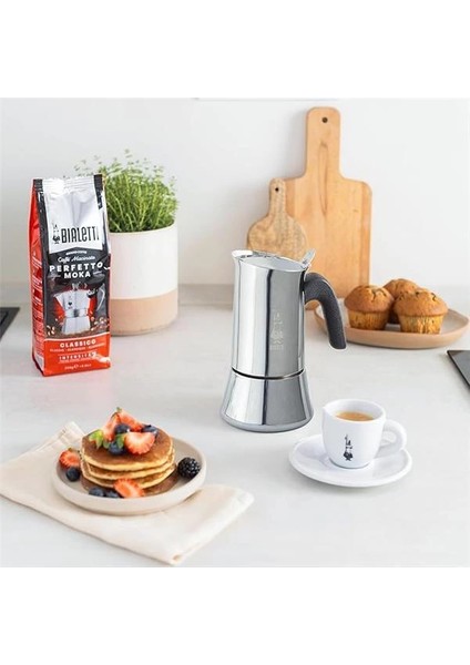 - Venus: 4 Cups Ocak Üstü Espresso Pişirici - 170ML - Gümüş Renk - Paslanmaz Çelik Gövde -