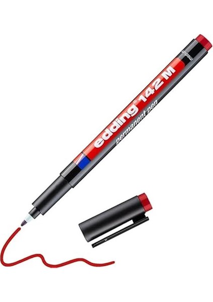 142 M Permanent Kalem - Asetat Kalemi - Kırmızı - 1 Kalem - Yuvarlak Uç 1 mm