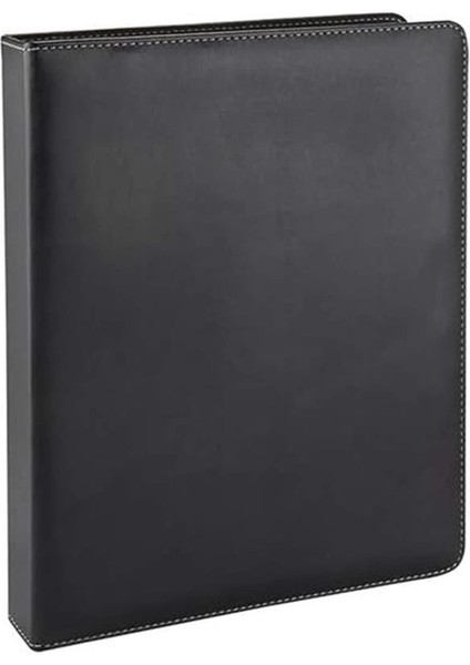 534S A4 Suni Deri Sırt 4 cm 2 Halkalı Elite Klasör, Siyah, A4