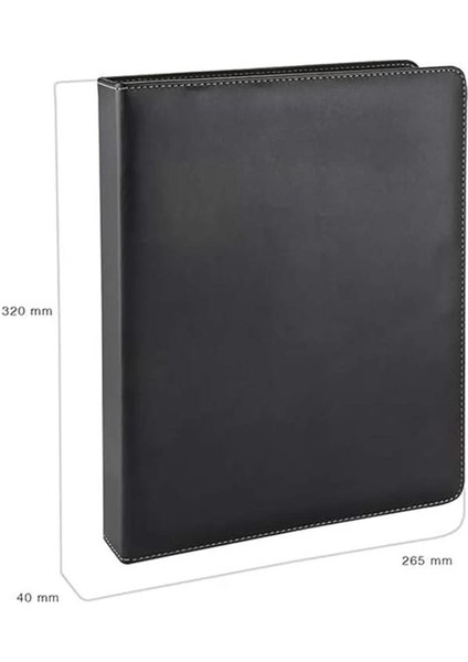 534S A4 Suni Deri Sırt 4 cm 2 Halkalı Elite Klasör, Siyah, A4 modelleri
