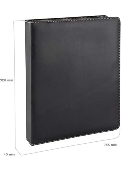 534S A4 Suni Deri Sırt 4 cm 2 Halkalı Elite Klasör, Siyah, A4