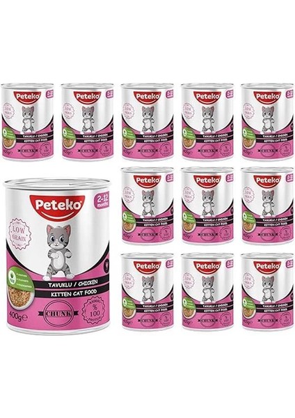 Yavru Kedi Tavuklu ve Jöleli Konserve Mama 400 gr x 12 Adet fiyatları