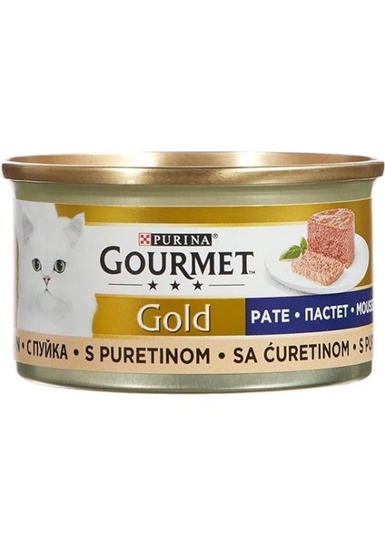 Gold Kıyılmış Hindili Yaş Kedi Maması , Yetişkin Kediler (24 x 85 Gr)