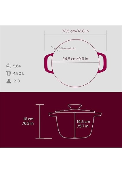 Döküm Yuvarlak Tencere Döküm Demir Kapak Experience Majolik Serisi ÇAP(Ø)23CM indirimleri