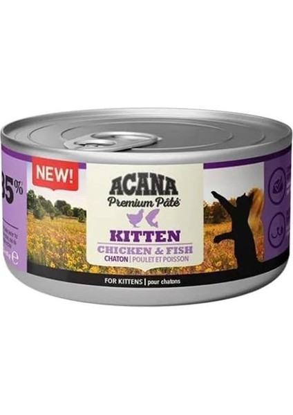 Premium Pate (Ezme) Konserve Yaş Kedi Maması, Tavuklu ve Balıklı, Yavru Kedi, 85 gr