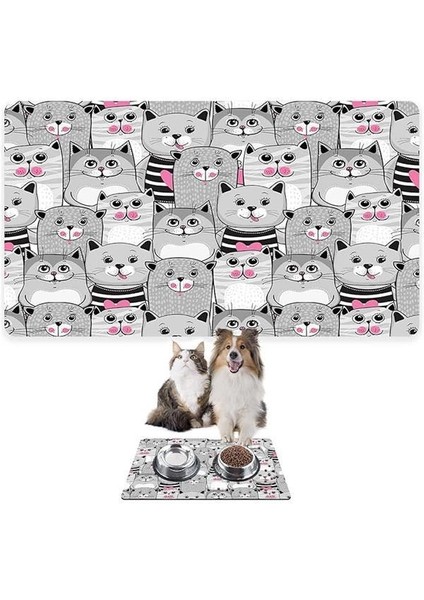 Mama ve Su Evcil Hayvan Beslenme Matı, Kolay Temizlenen Emici Su Geçirmez Kumaş, Küçük Orta